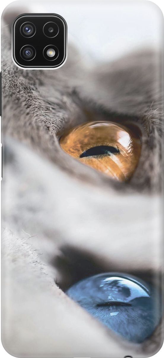 

Чехол на Samsung Galaxy A22s 5G "Кот с разноцветными глазами", Голубой;серый, 7080