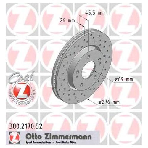 

Тормозной диск передний Zimmermann 380217052 для Mitsubishi Lancer VII,VIII, Space Runner