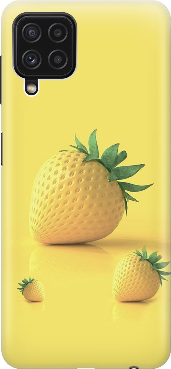 

Чехол на Samsung Galaxy A22 "Желтая клубника", Черный, 7079