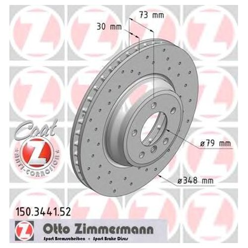 фото Тормозной диск передний zimmermann 150344152 для bmw 3 серия e90,e91,e92,e93, x1 e84