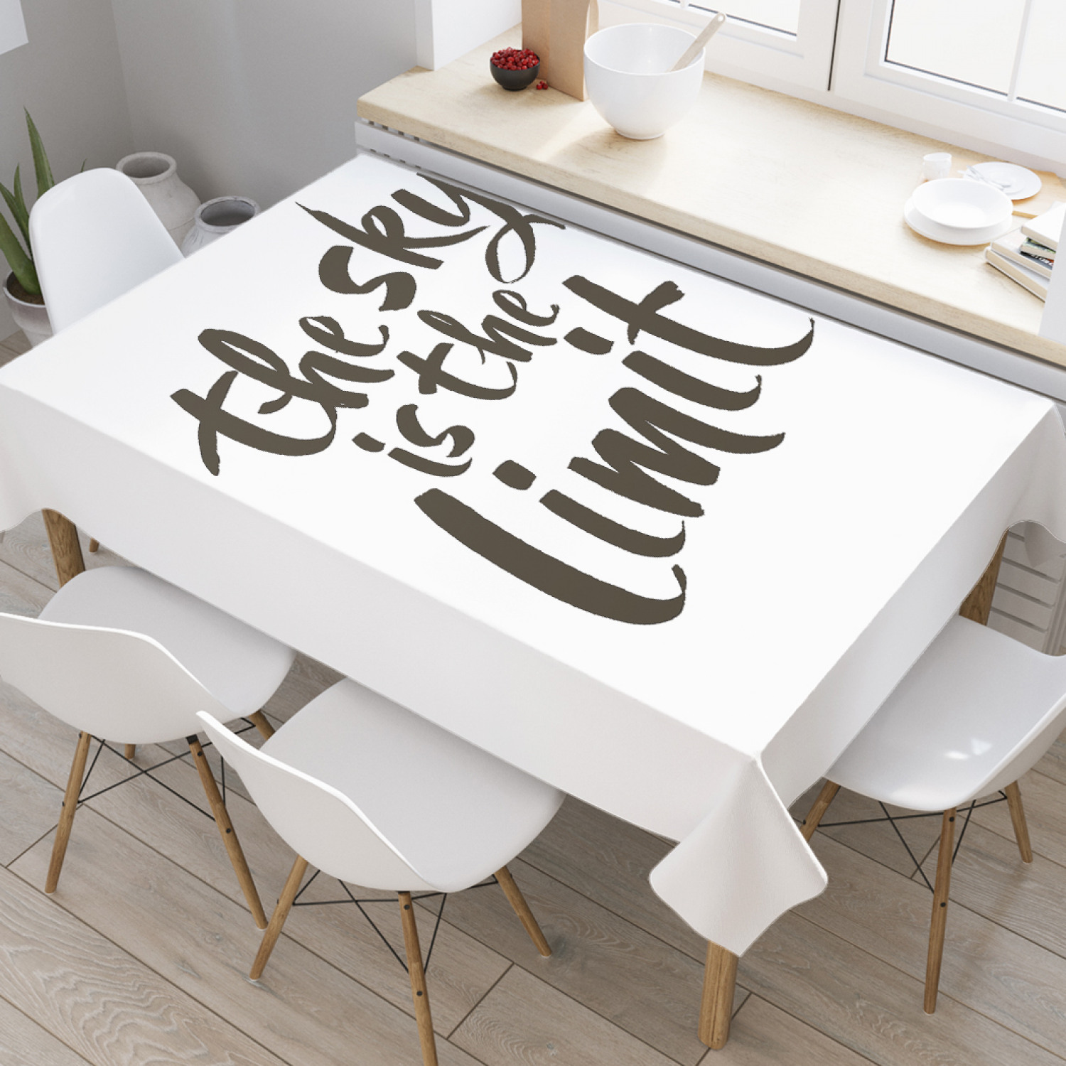 

Скатерть прямоугольная на кухонный стол JoyArty "Небо - это предел" из оксфорда, 180x145см, Белый, Небо - это предел