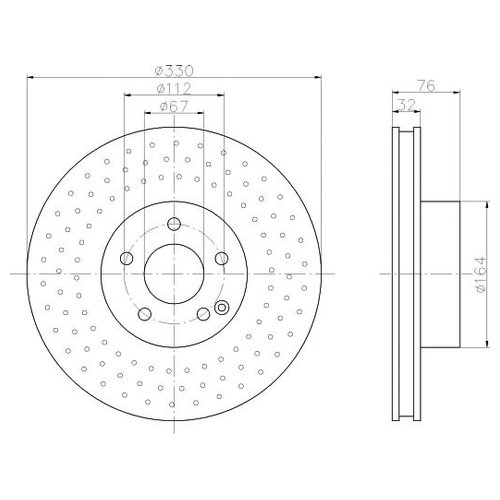 фото Тормозной диск передний mintex mdc1425 для mercedes s-class c215,w220