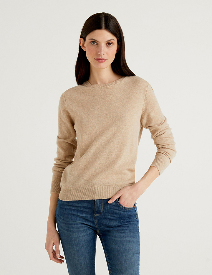 

Джемпер женский 21A_1002D1K01 United Colors of Benetton бежевый S, 21A_1002D1K01