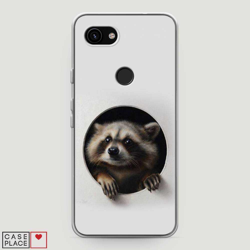 

Чехол Awog на Google Pixel 3a "Любопытный енот", Разноцветный, 270150-1