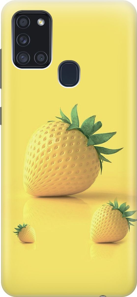 

Силиконовый чехол на Samsung Galaxy A21s "Желтая клубника", Черный, 7074