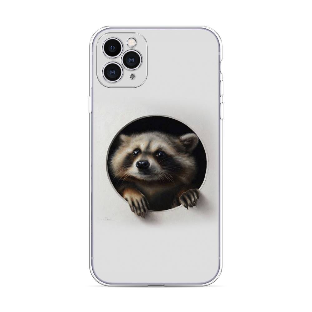 фото Силиконовый чехол "любопытный енот" на apple iphone 11 pro max awog