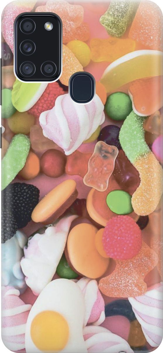 

Силиконовый чехол на Samsung Galaxy A21s "Мешок сладостей", Белый;красный, 7074