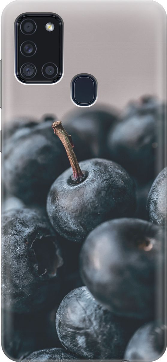

Силиконовый чехол на Samsung Galaxy A21s "Голубика", Розовый;черный, 7074