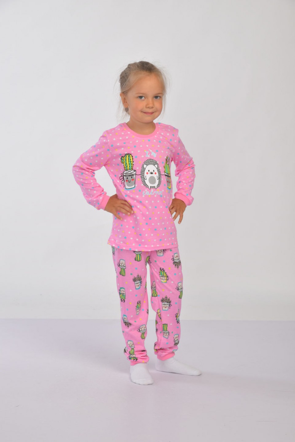 Пижама детская для девочек BOMBACHO Милые кактусята розовая размер 98