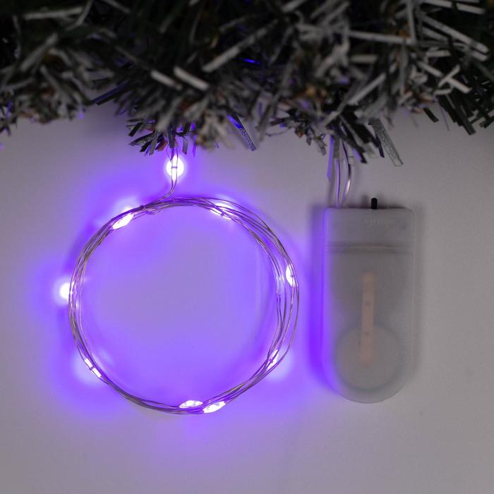 

Гирлянда «Нить» 1 м роса, IP20, серебристая нить, 10 LED, свечение фиолетовое, CR2032х2
