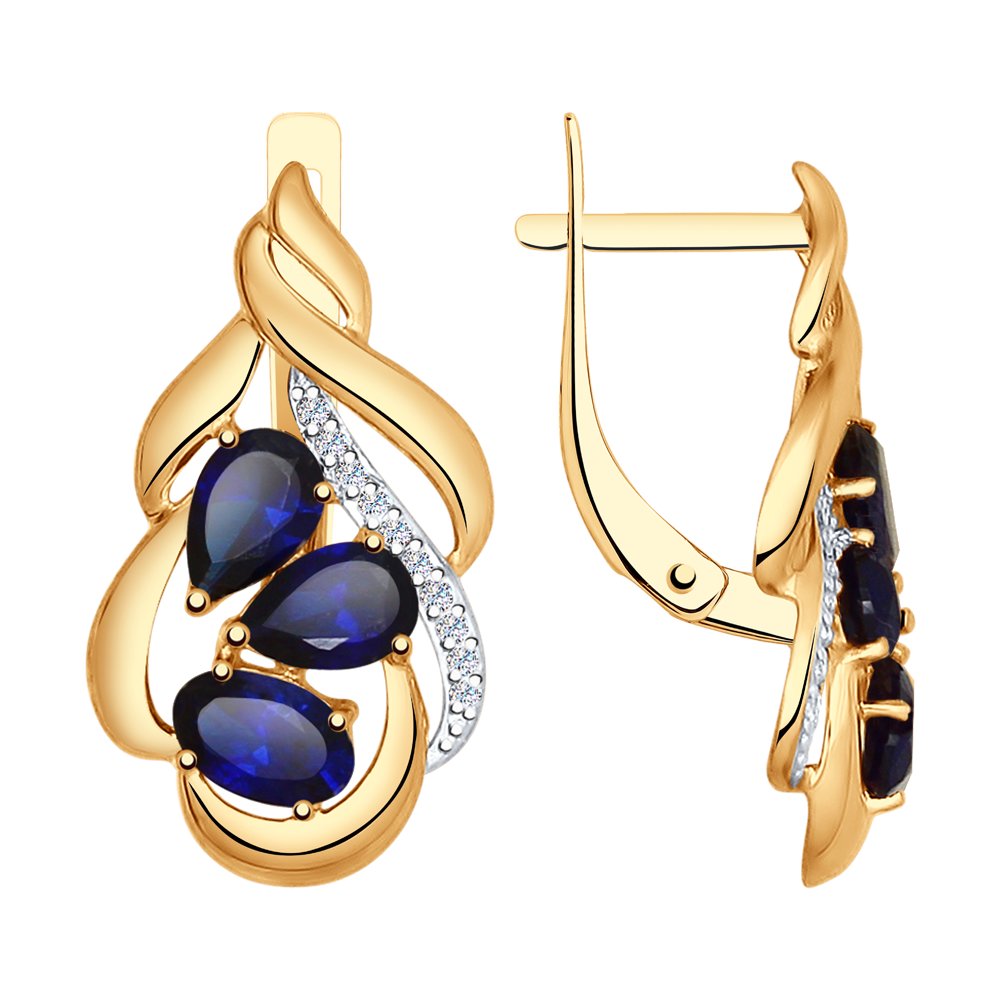 

Серьги из красного золота с корундом искусственным/фианитом SOKOLOV 724988, 724988