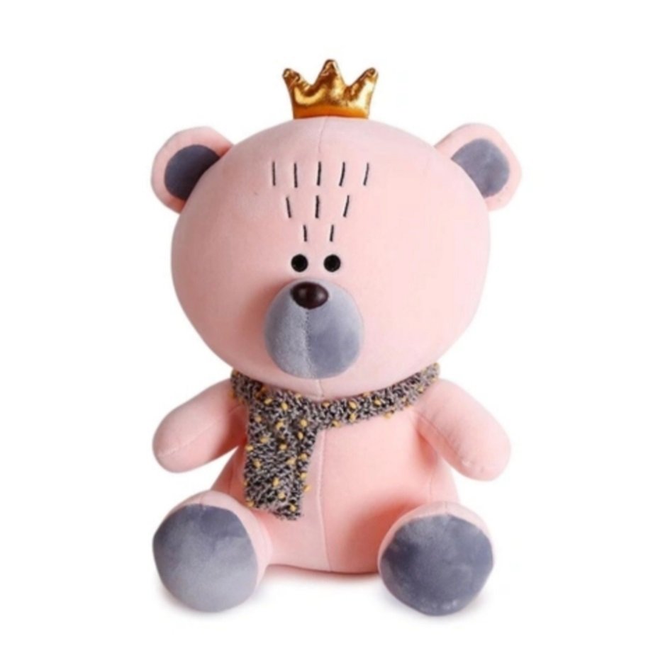 Мягкая игрушка Best Toys Плюшевый медведь с короной Розовый 25 см