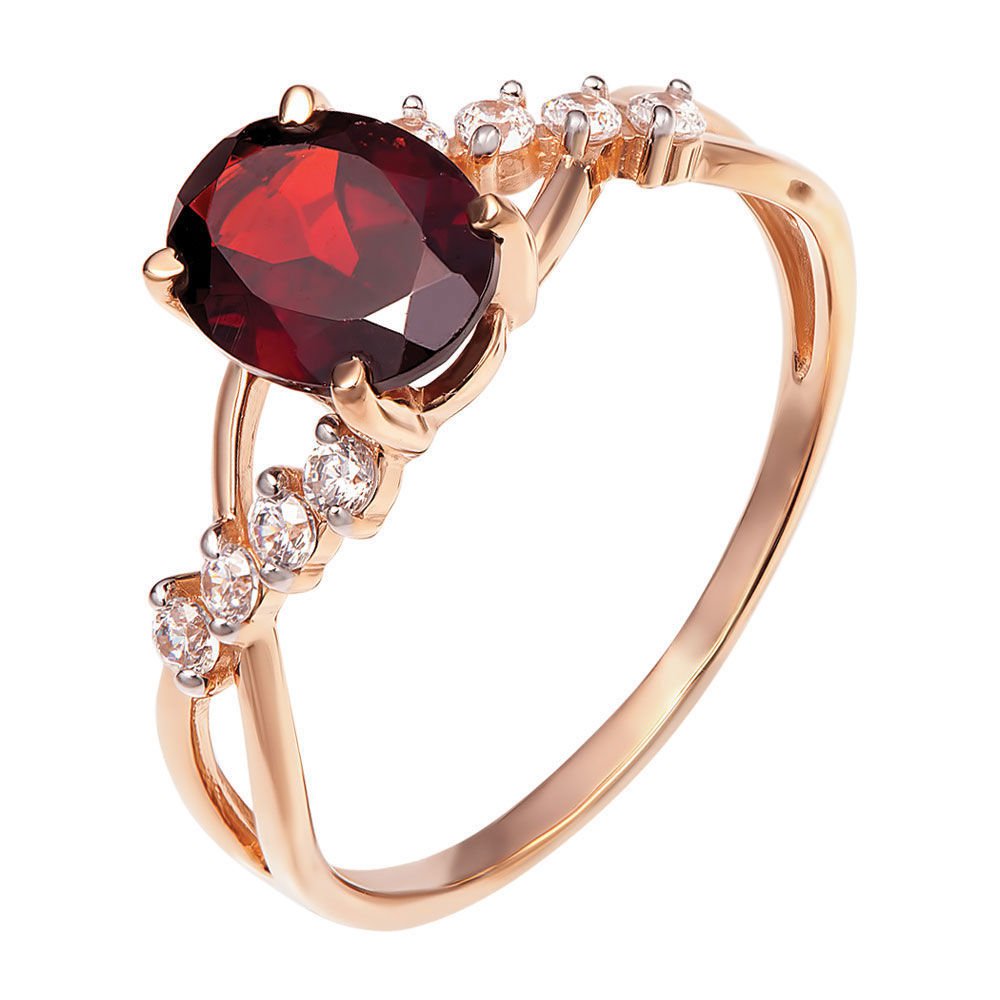 

Кольцо женское из красного золота с гранатом, фианитом 585Gold 201001518, р. 19, 201001518