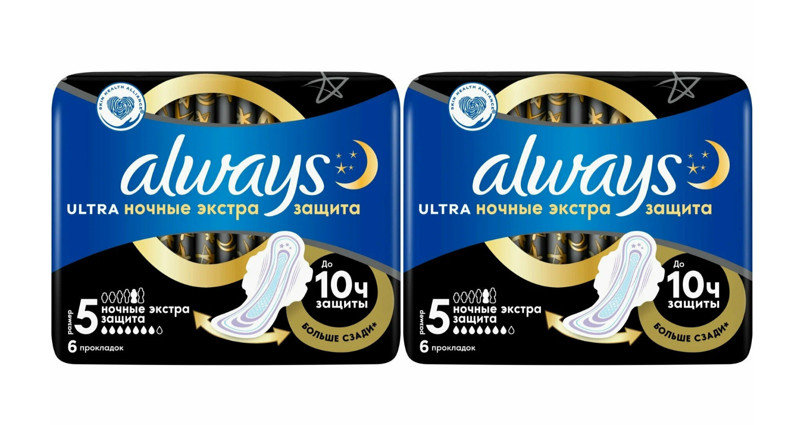 Женские прокладки Always Ultra Night экстра защита Deo Single, 6 шт х 2 упаковки