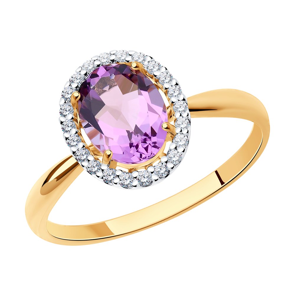 

Кольцо из красного золота р. , SOKOLOV 714965, фианит/аметист, 714965