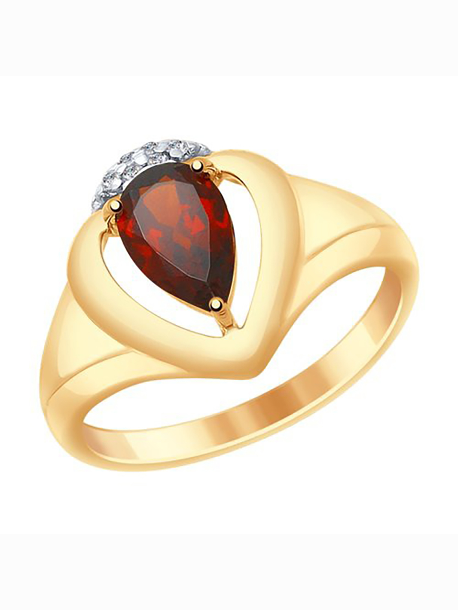 

Кольцо женское из серебра с гранатом, фианитом 585Gold 701010833, р, 701010833