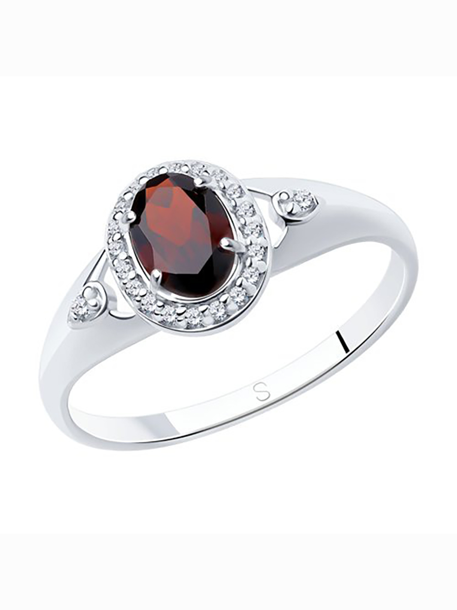 

Кольцо женское из серебра с гранатом, фианитом 585Gold 701010784, р, 701010784