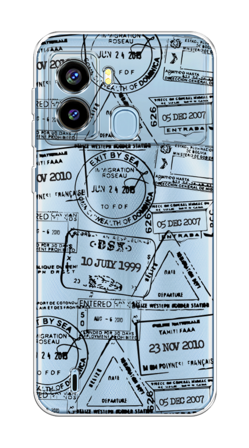 

Чехол на Tecno Pop 6 "Visa stamps 2", Белый;черный;серый, 302050-2