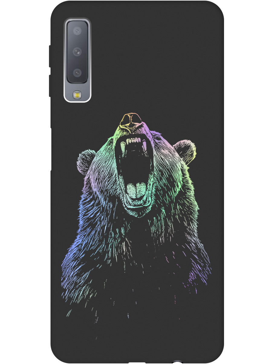 

Силиконовый чехол на Samsung Galaxy A7 (2018) с принтом "Медведь Гризли" матовый черный, Черный;серебристый, 719709113