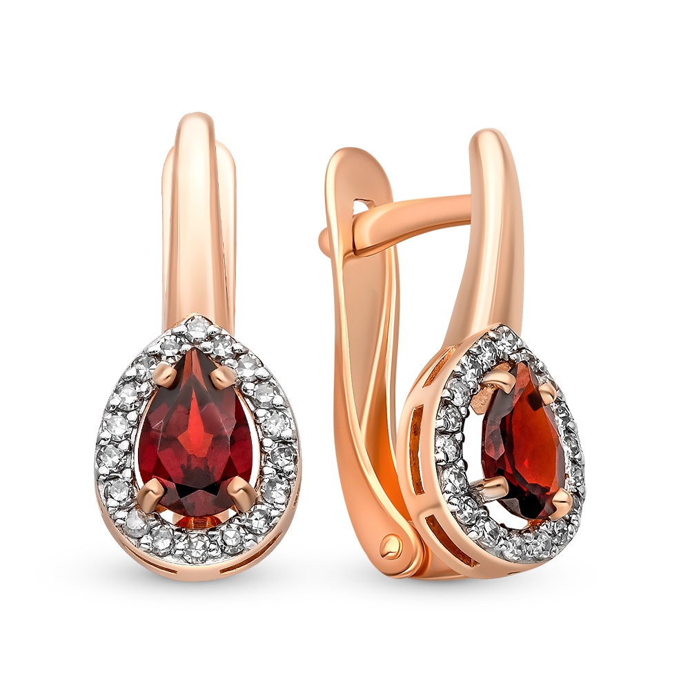

Серьги из красного золота с гранатом, бриллиантом 585Gold 102006824, 102006824
