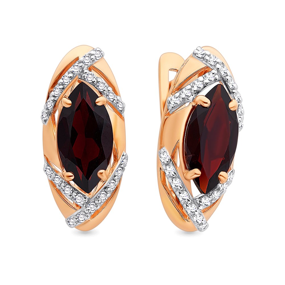 

Серьги из красного золота с гранатом, бриллиантом 585Gold 202006957, 202006957