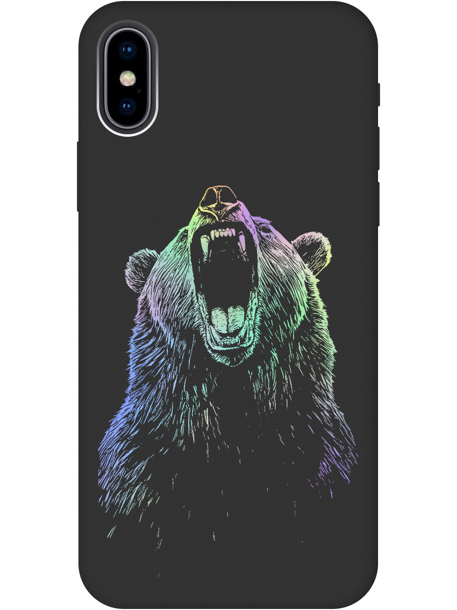 

Силиконовый чехол на Apple iPhone Xs / X с принтом "Медведь Гризли" матовый черный, Черный;серебристый, 715365413