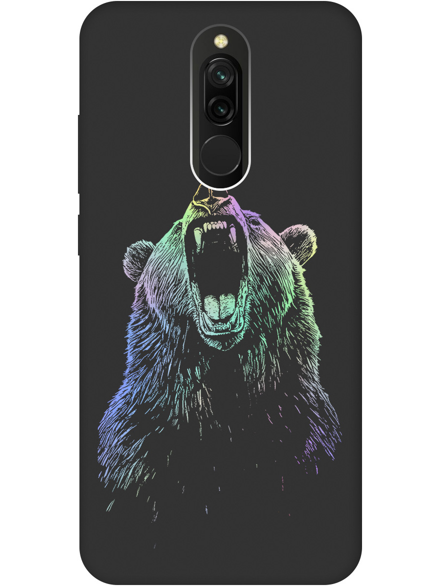 

Силиконовый чехол на Xiaomi Redmi 8 с принтом "Медведь Гризли" матовый черный, Черный;серебристый, 722204513