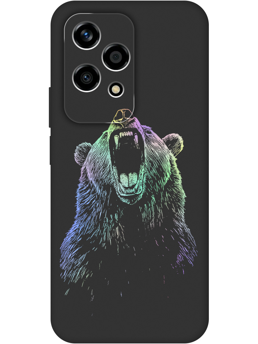 

Силиконовый чехол на Honor 200 lite с принтом "Медведь Гризли" матовый черный, Черный;серебристый, 783979013