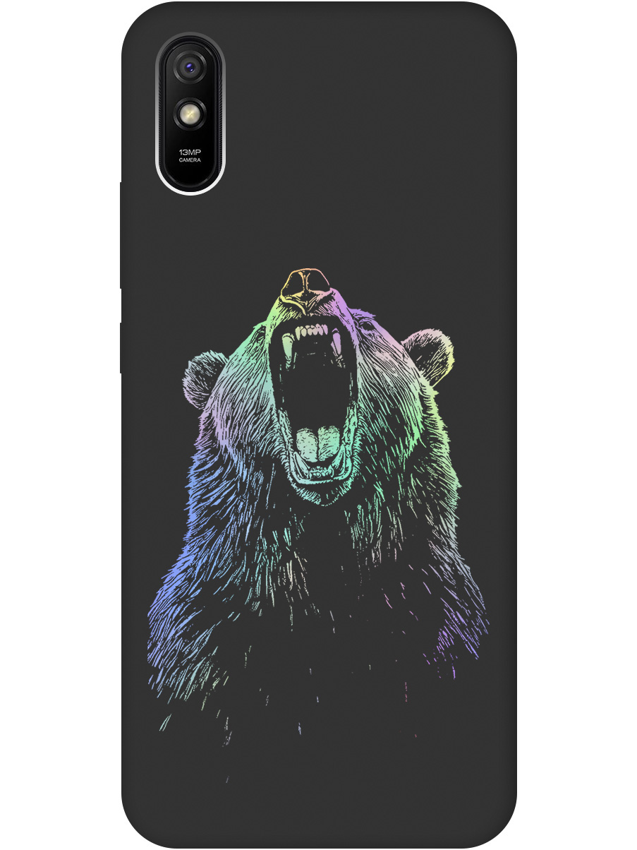

Силиконовый чехол на Xiaomi Redmi 9A с принтом "Медведь Гризли" матовый черный, Черный;серебристый, 723276913