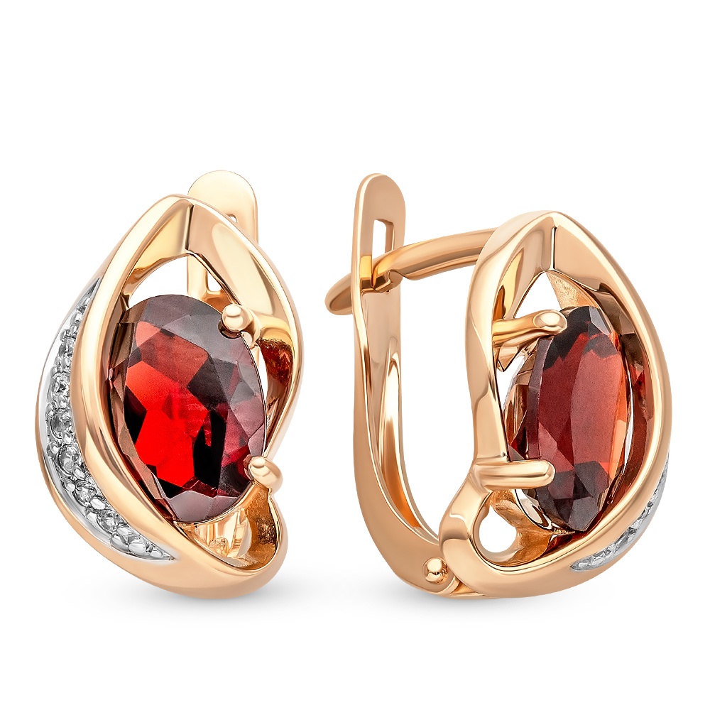 

Серьги из красного золота с гранатом 585Gold 202007908, 202007908