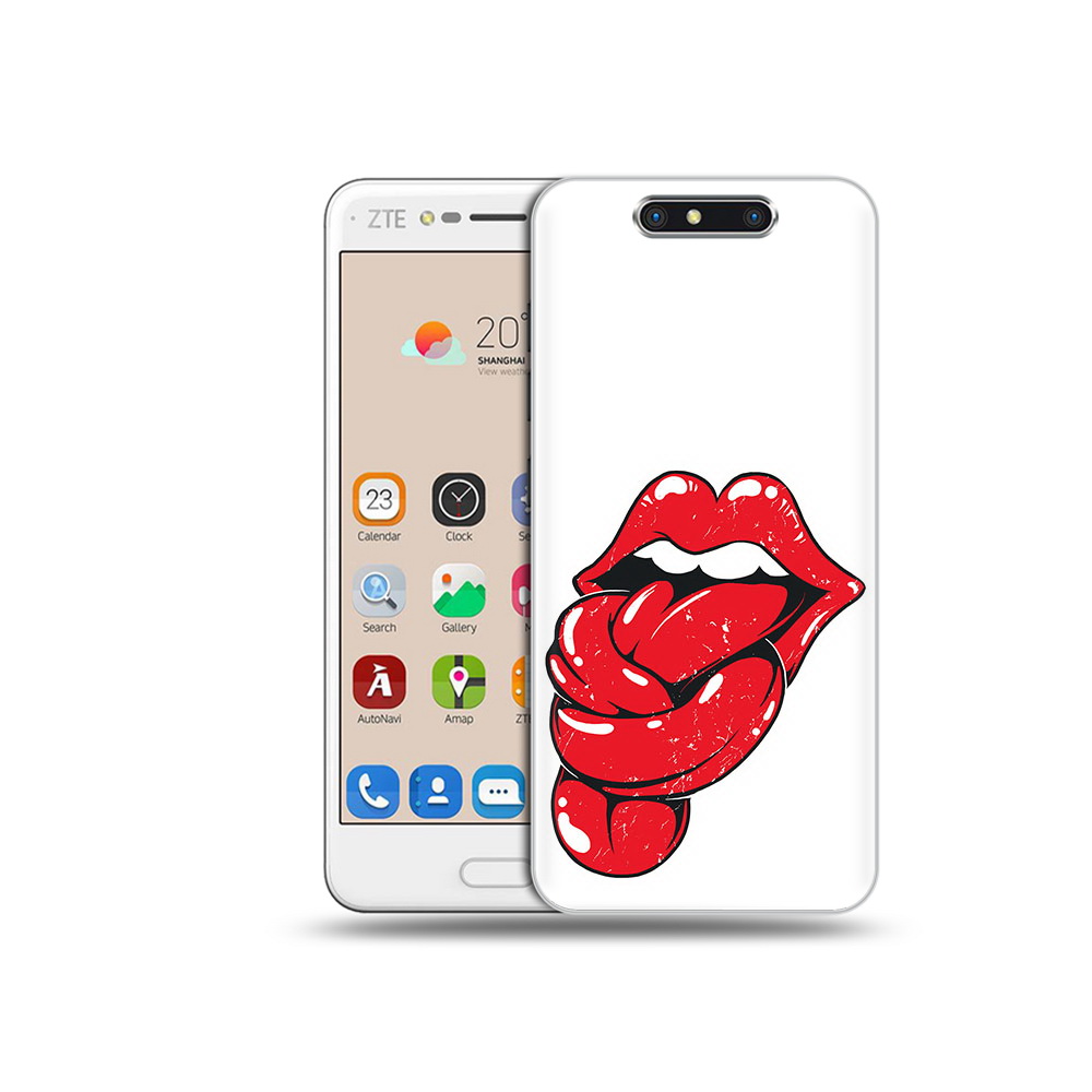 

Чехол MyPads Tocco для ZTE Blade V8 яркие губы с языком (PT100217.451.705), Прозрачный, Tocco