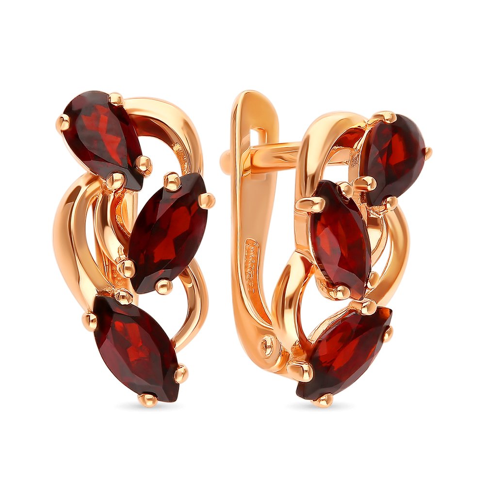 

Серьги из красного золота 585Gold 202007795, гранат, 202007795