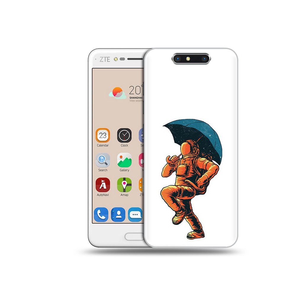 

Чехол MyPads Tocco для ZTE Blade V8 шагающий космонавт с зонтом (PT100217.451.695), Прозрачный, Tocco