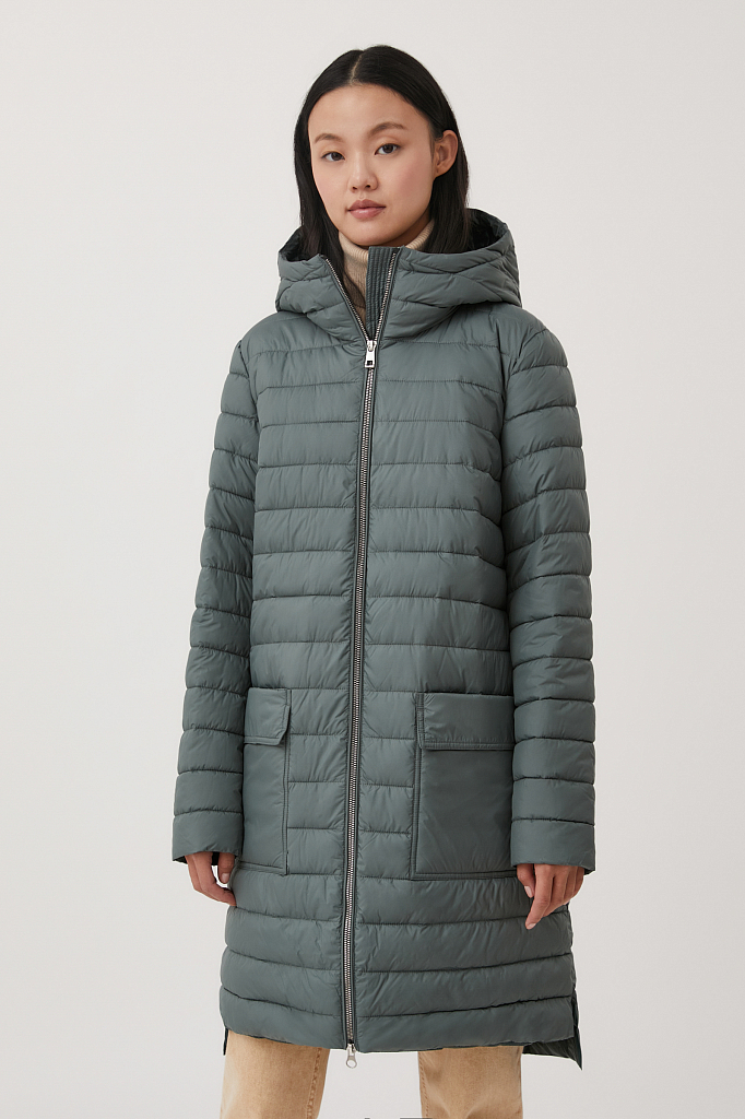 фото Утепленное пальто женское finn flare fab110222 зеленое l