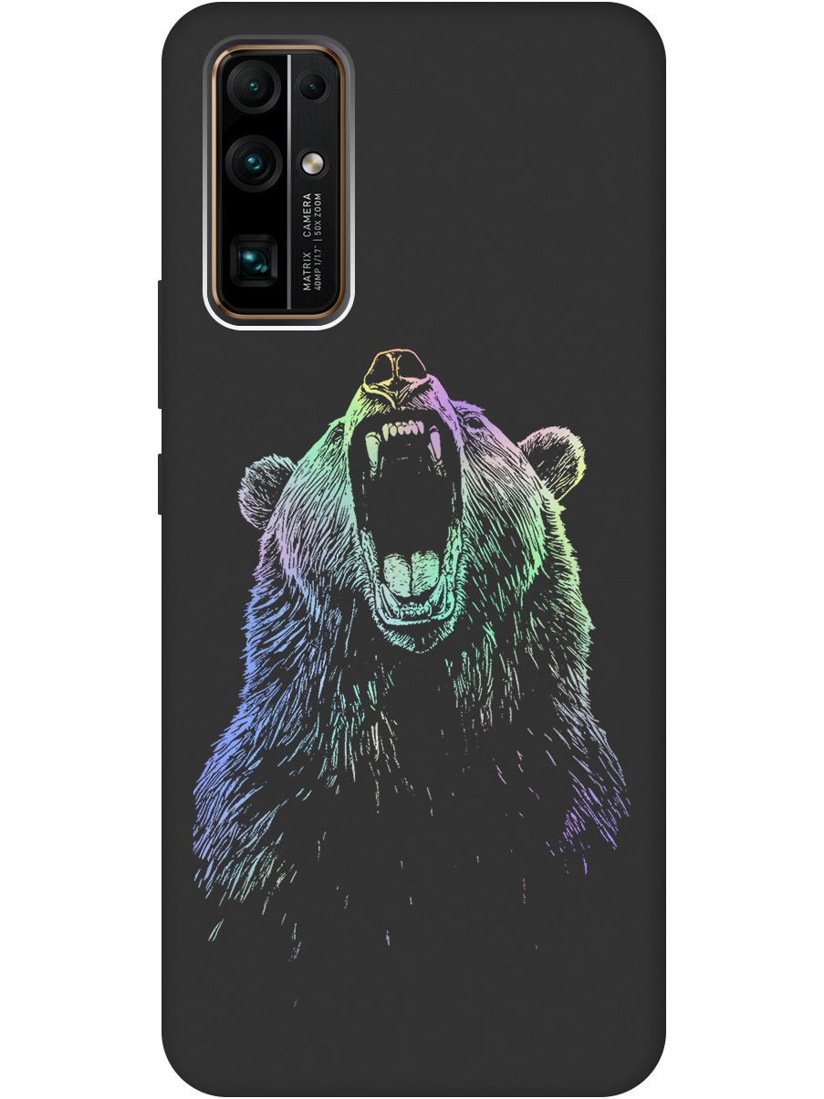 

Силиконовый чехол на Honor 30 с принтом "Медведь Гризли" матовый черный, Черный;серебристый, 722945813