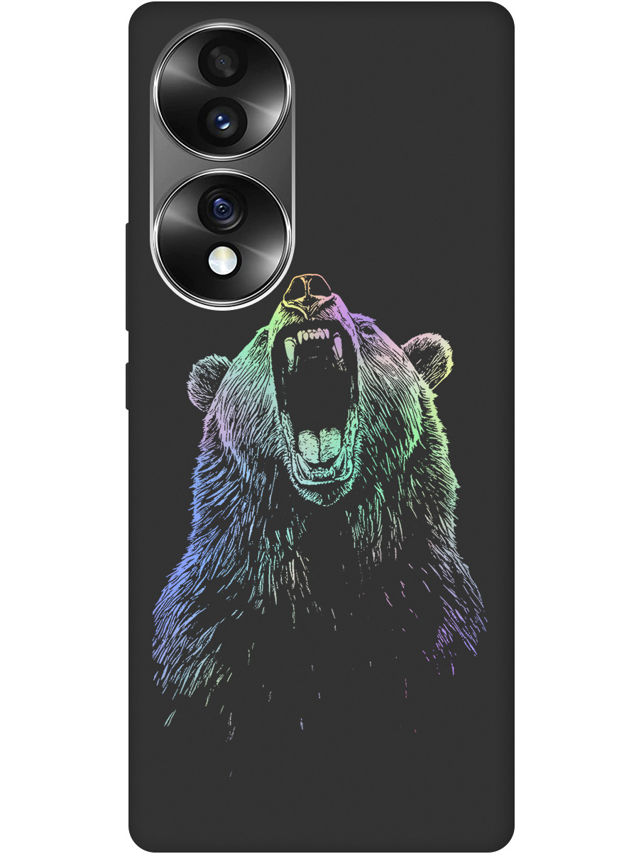 

Силиконовый чехол на Honor 70 с принтом "Медведь Гризли" матовый черный, Черный;серебристый, 740189213