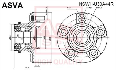 

Ступица колеса ASVA NSWH-U30A44R