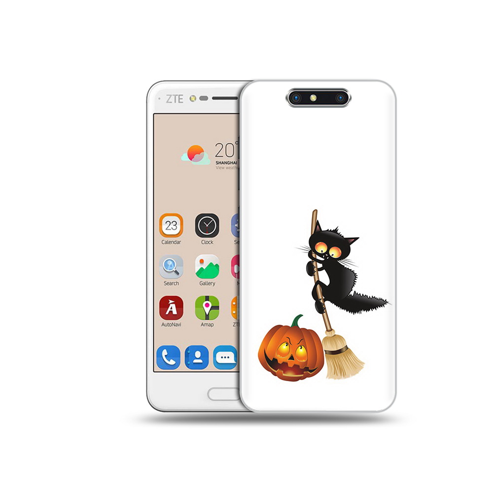 

Чехол MyPads Tocco для ZTE Blade V8 хэлуинский котик (PT100217.451.667), Прозрачный, Tocco
