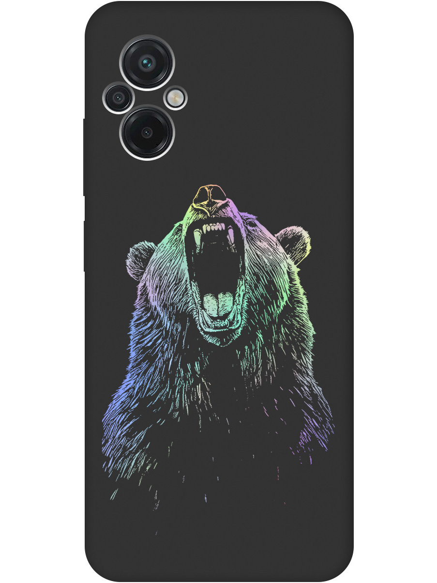 

Силиконовый чехол на Xiaomi Poco M5 с принтом "Медведь Гризли" матовый черный, Черный;серебристый, 745400913