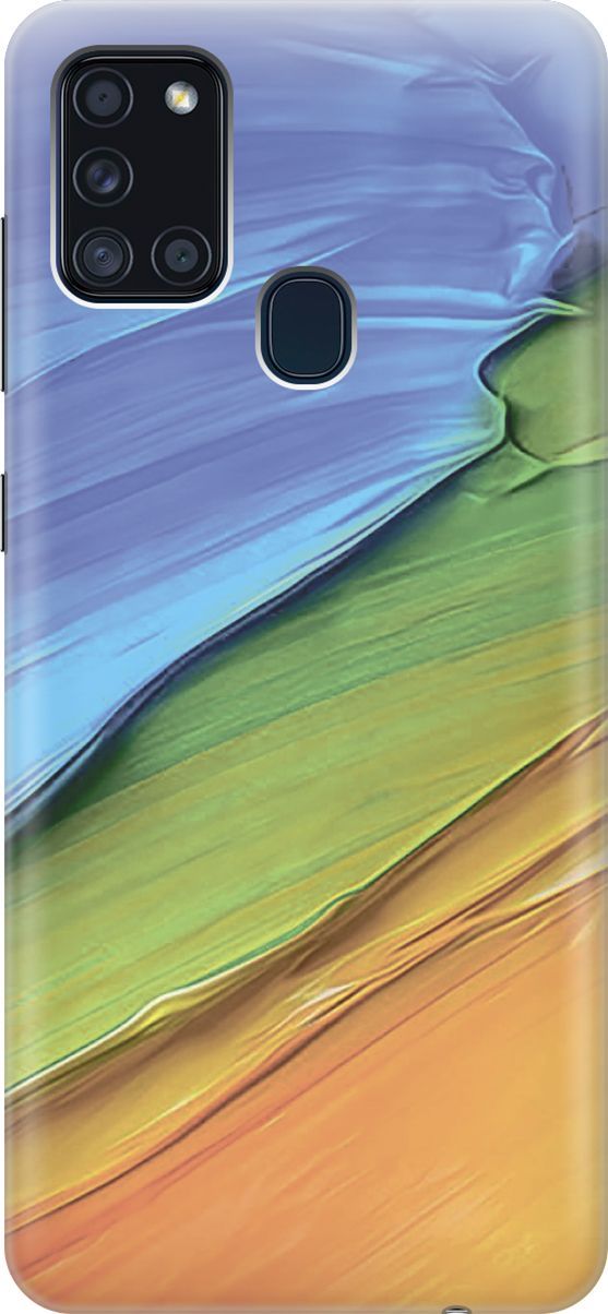 

Силиконовый чехол на Samsung Galaxy A21s "Желто-синие ткани", Голубой;оранжевый, 7072
