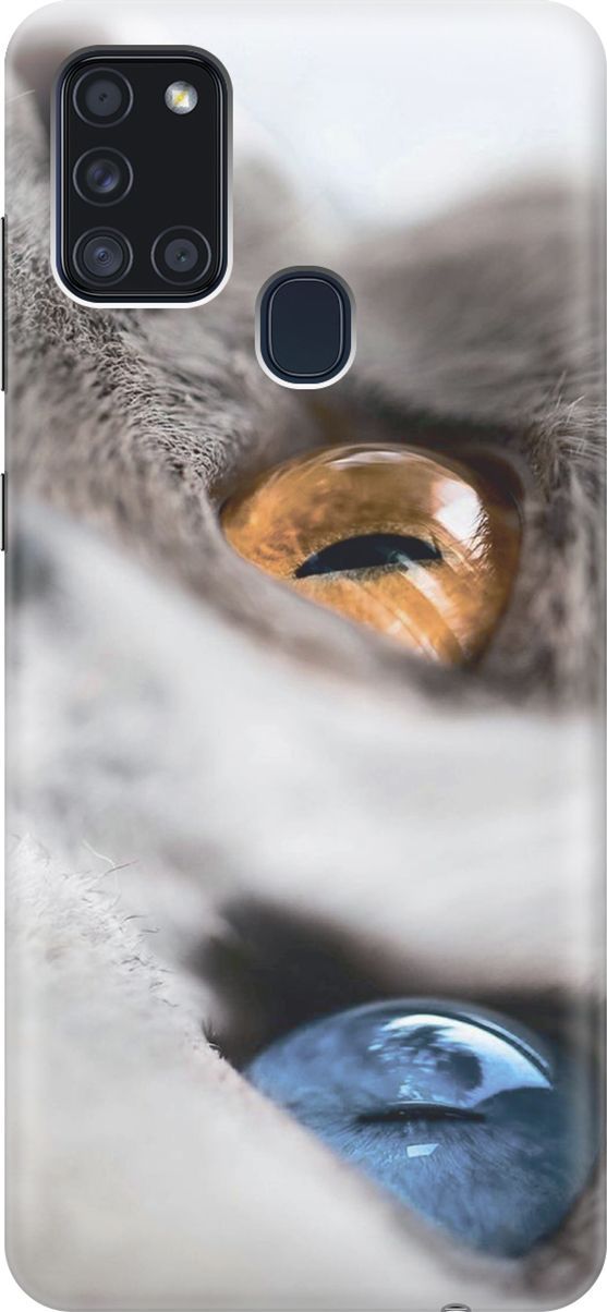 

Чехол на Samsung Galaxy A21s "Кот с разноцветными глазами", Голубой;серый, 7070