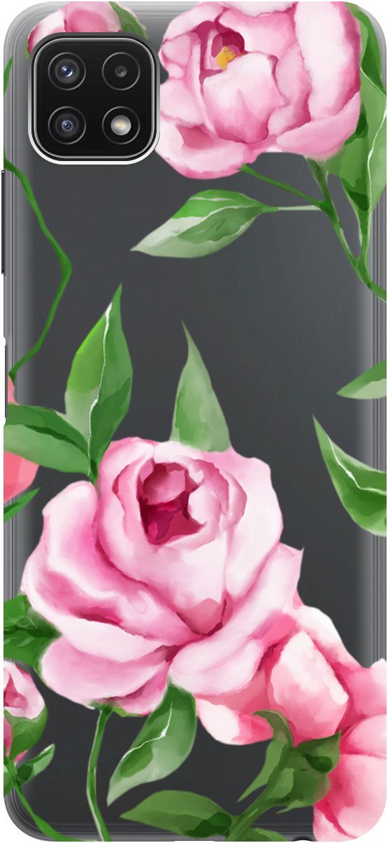 

Чехол на Samsung Galaxy A22s 5G "Amazing Peonies" прозрачный, Прозрачный;розовый, 5638
