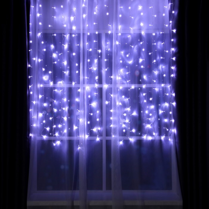 

Гирлянда «Занавес» 2  1.5 м, IP20, прозрачная нить, 360 LED, свечение белое, 8 режимов, 2