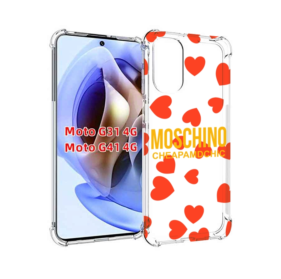 

Чехол MyPads сердца-москино для Motorola Moto G31 4G / G41 4G, Прозрачный, Tocco