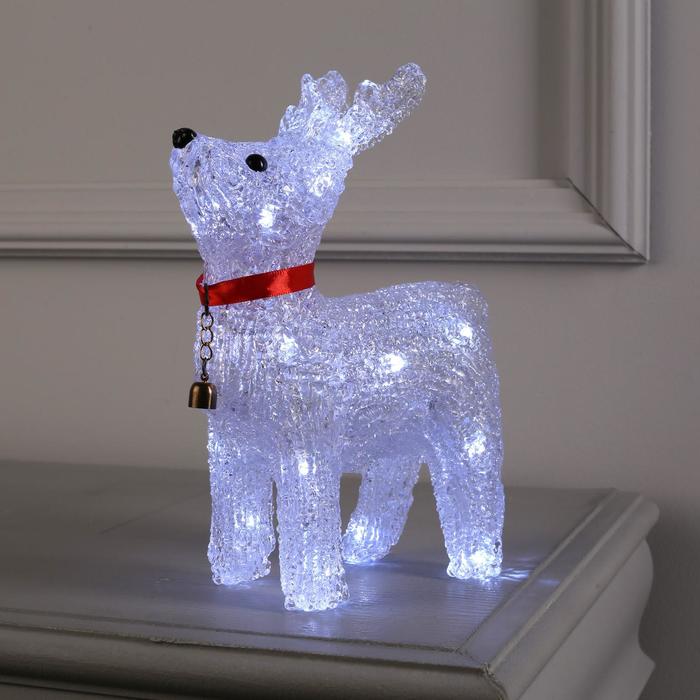 

Светодиодная фигура «Олень с колокольчиком» 18  25  8 см, акрил, 20 LED, батарейки ААх2