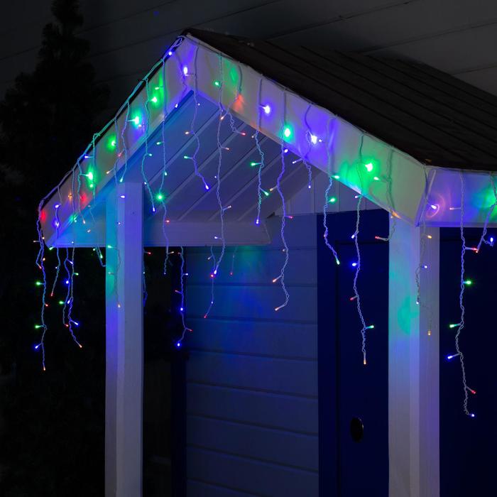 

Гирлянда «Бахрома» 3  0.6 м, IP44, УМС, белая нить, 160 LED, свечение мульти, 220 В