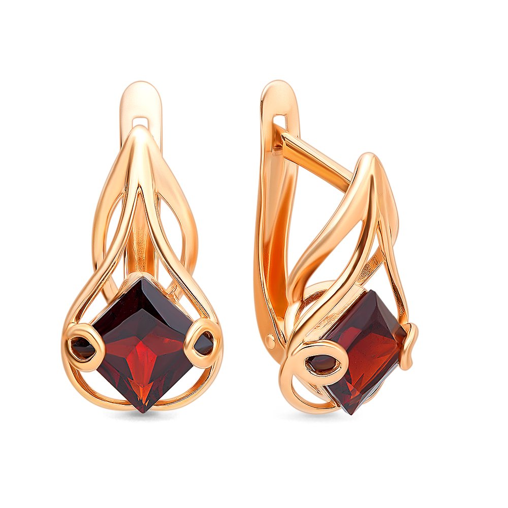 

Серьги из красного золота 585Gold 202007326, гранат, 202007326