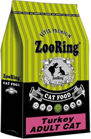 Сухой корм для кошек ZooRing adult cat, индейка,  10кг