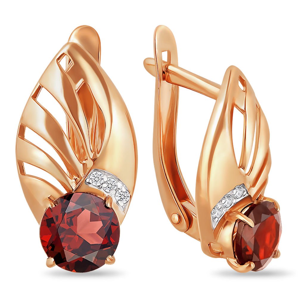 

Серьги из красного золота с гранатом 585Gold 202005849, 202005849