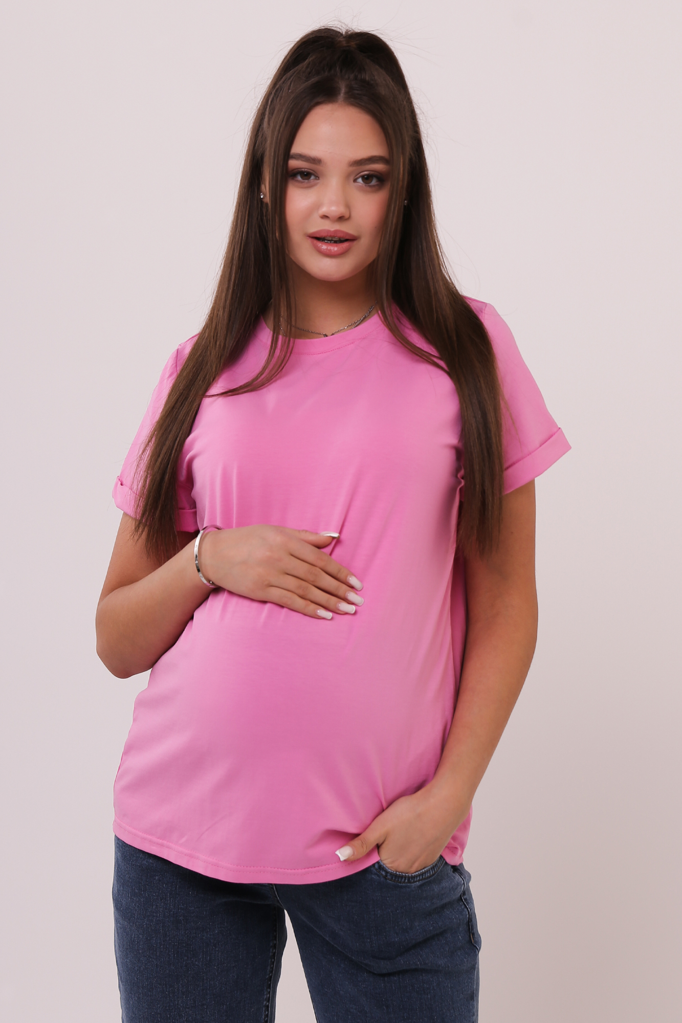 Футболка для беременных женская Magica bellezza 03-43222MB розовая 48 RU